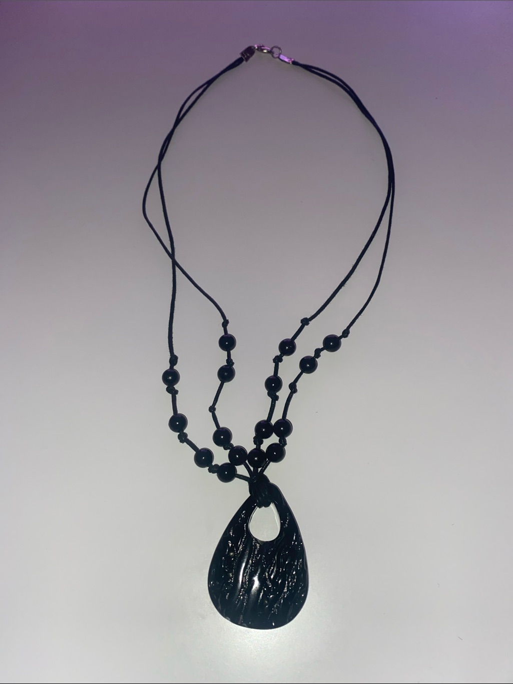 Black Teardrop Pendant Necklace